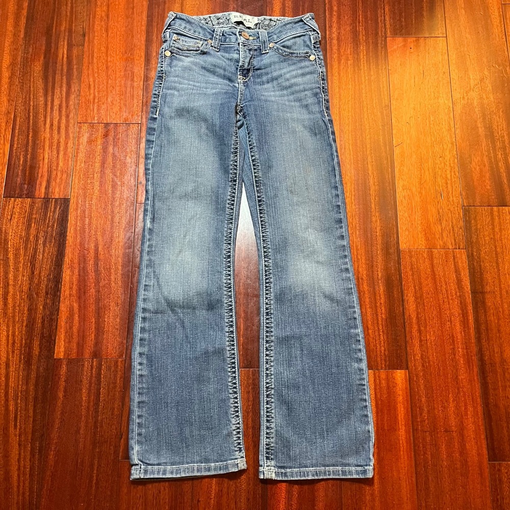 Ariat REAL Denim Jeans Girls 10 (24x27) Bootcut Blue Western Utility 10025985